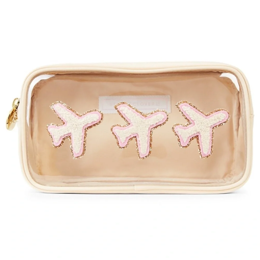 🆕 Stoney Clover Lane Sand Small Clear Front Pouch w/3 Plane Patches Sewn On - Picture 6 of 7
